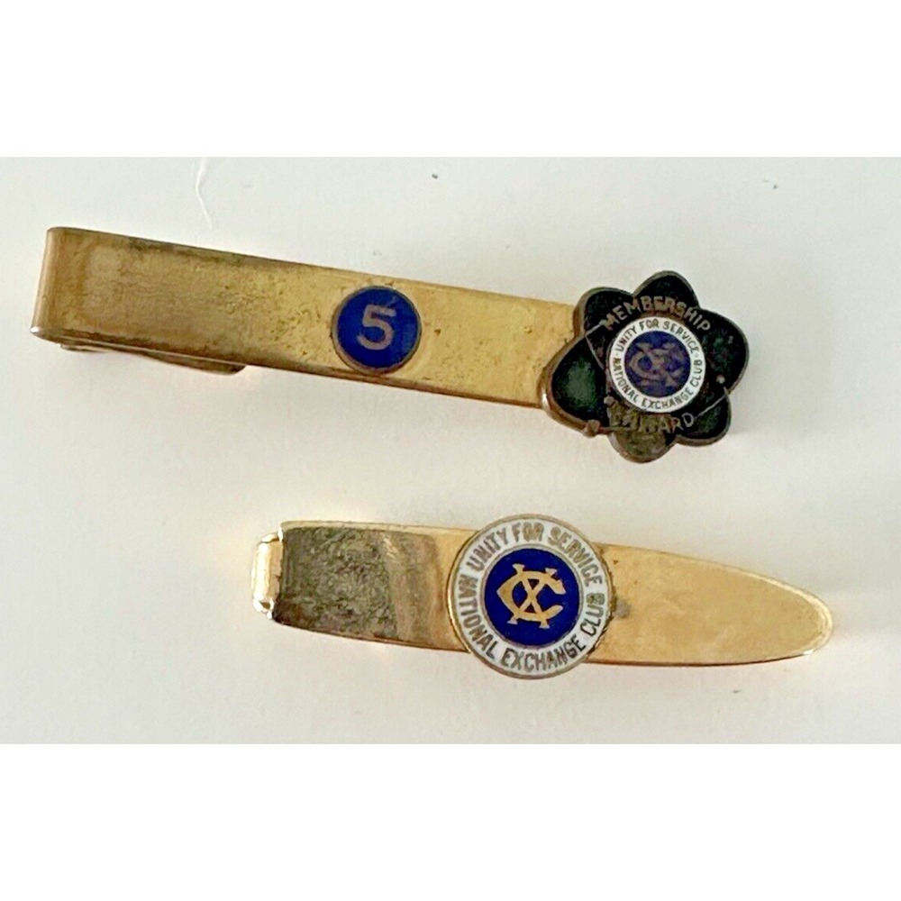 National Exchange Unity for Service Tie Clip Bar Set 5 Years Gold Tone